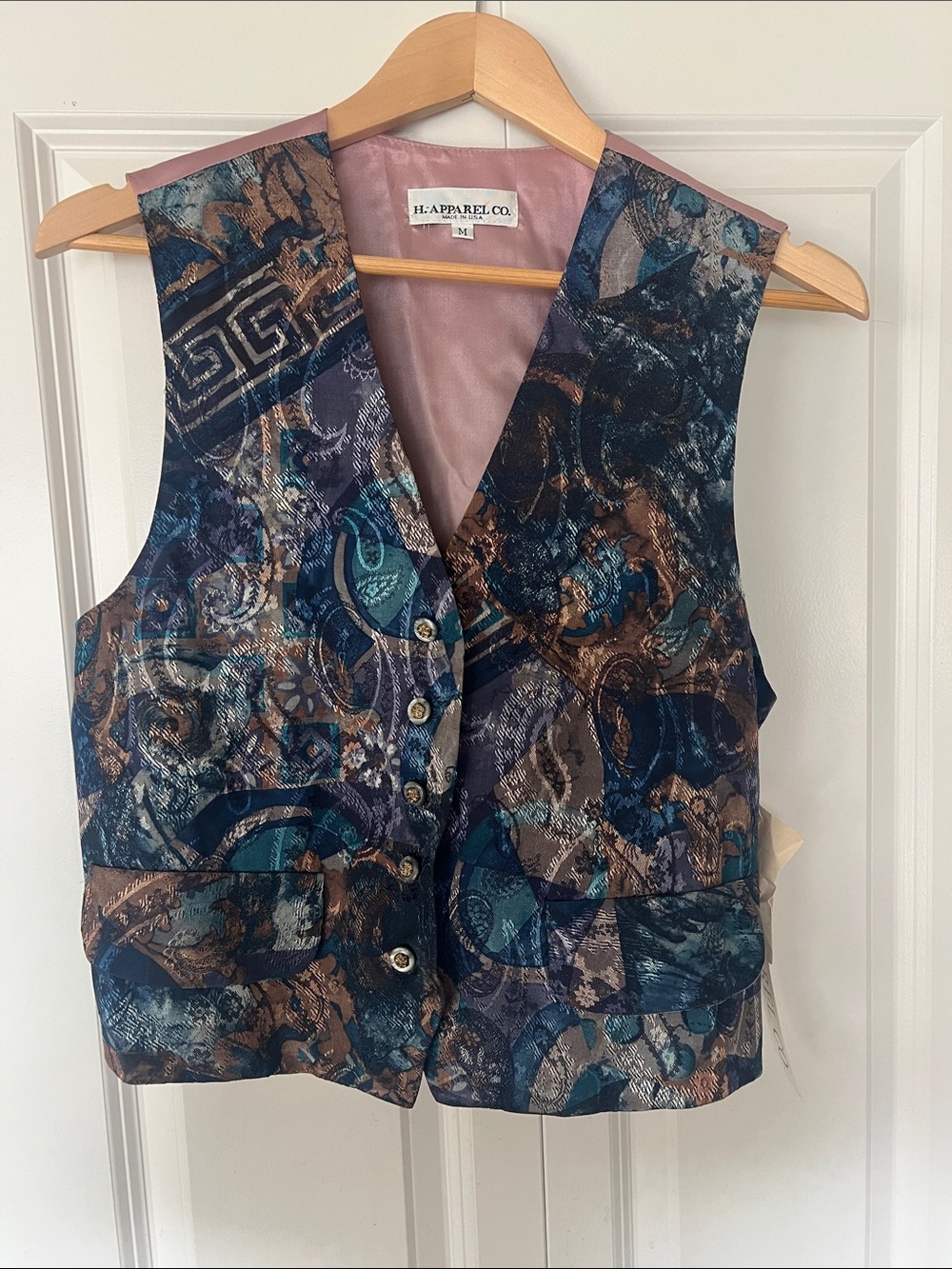 RARE Vintage Whimsy Patterned Vest - Blue & Brown
